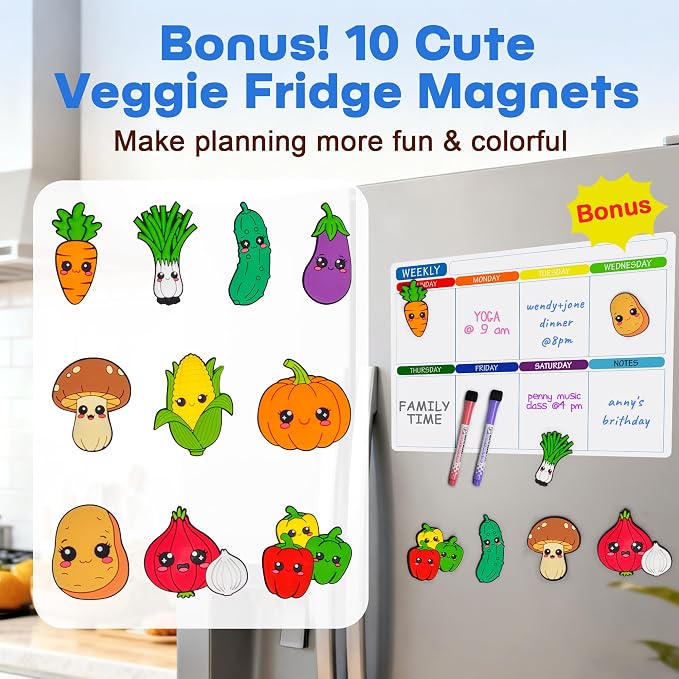 Kiditos Magnetic Calendar for Refrigerator, Dry Erase Whiteboard Set, Weekly & - Image 9