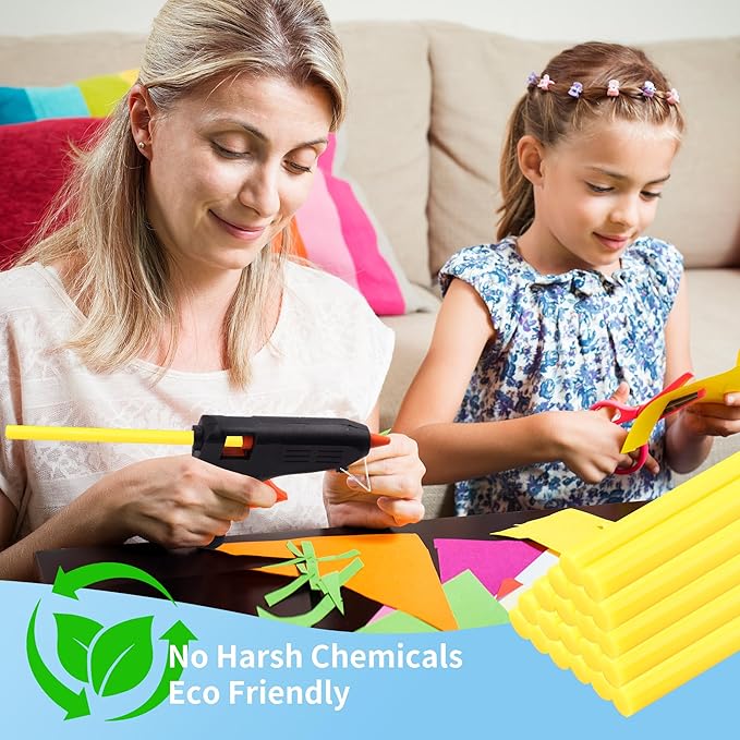 MATUFF Yellow hot Glue Sticks Full Size 0.43” Dia x 8” Long, 52 pcs Hot melt Adhesive Glue Sticks, All-Purpose Colored Glue Gun Sticks for Christmas Decoration Crafts Arts School Home Repair Bonding-DeskLoop Office