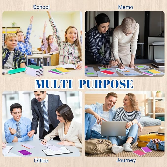 60 Pcs Small Pocket Notebooks 3 x 5 Inch Mini Memo Spiral Notepads Top Bound College Ruled Lined Note Pads for Back School Office Journaling Noting, 75 Sheets/Pad (Rainbow)-DeskLoop Office