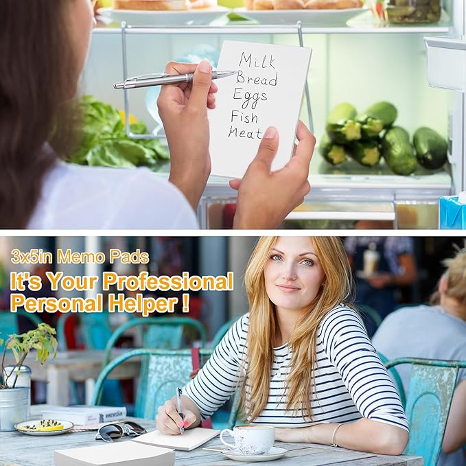 Fainne 3 x 5 Inch Paper Note Pads White Memo Pad Blank Writing Memo Scratch Paper for Waitress Waiter Book to Do Grocery List Small Notebook Restaurant Checkbook, White(150 Pack)-DeskLoop Office