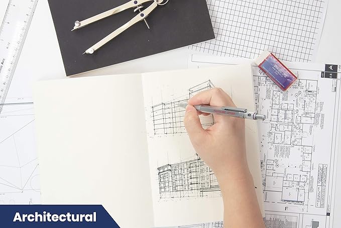 Pacific Arc Chromograph Metal Mechanical Pencil .9 mm Silver Barrel Mechanical Pencil with Built In Lead Pencil Grade Indicator, Lead Pencil Holder for Drafting, Sketching, and Drawing-DeskLoop Office