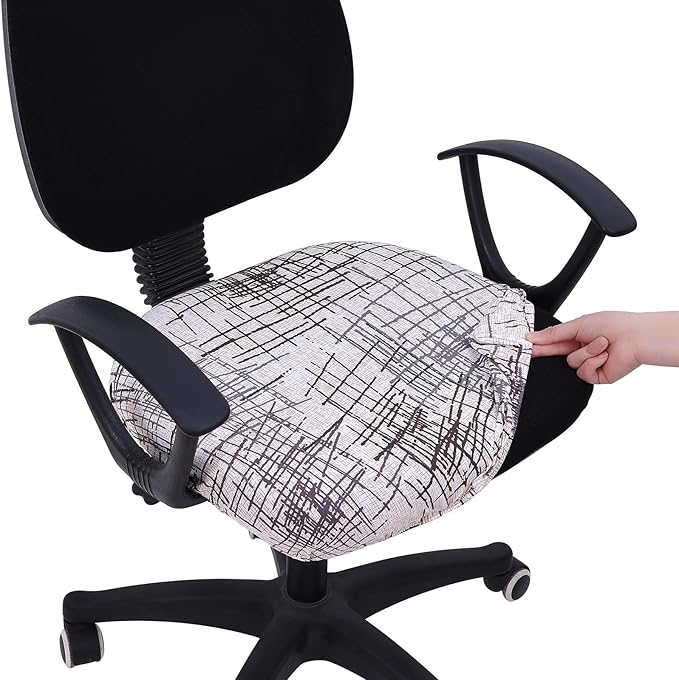 Smiry Printed Office Computer Chair Seat Covers, Stretch Fit Universal Desk Rotating Chair Cover Washable Removable Seat Cushion Protectors - Brown and White-DeskLoop Office