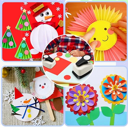 Circle Punch, Circle Hole Punch, Paper Hole Puncher, 3 PCS CirclePunch Set, 1 inch Hole PunchCircle, 5/8'' CirclePaper Punchers, 3/8'' Craft Punches, HolePuncher for Crafts, Shape Punches-DeskLoop Office