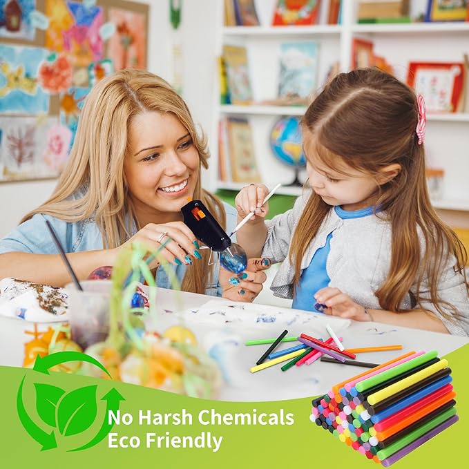 MATUFF Colored Hot Glue Sticks Mini 0.27" x 4" Most Popular 12 Colors EVA Hot Melt Adhesive Mini Glue Sticks Bulk for All Temperature Glue Guns for DIY Art Craft Stamp Repairs Gluing Projects 96 Pcs-DeskLoop Office