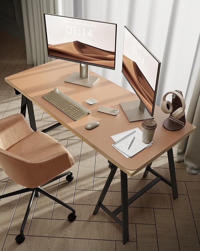 YSAGi Leather Desk Protector, Office Mat, Large Mouse Mat, Non-Slip PU Leather Blotter, Laptop Desk Pad, Waterproof Writing Pad for Office and Home (Khaki, 47.2" x 23.6")-DeskLoop Office