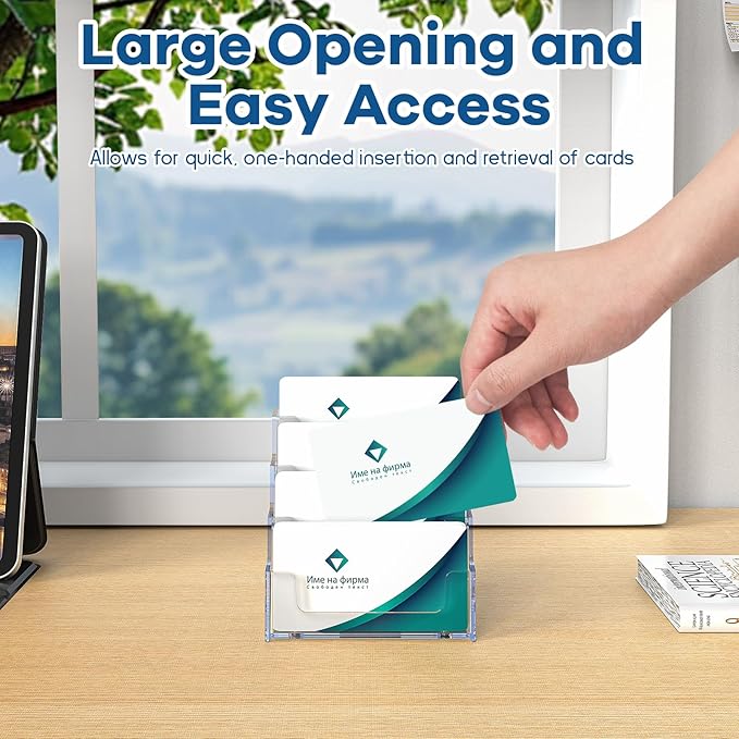 Acrylic Business Card Holder for Desk, Clear Plastic Business Card Stand with 4 Tier, Multiple Business Display Holder for Exhibition, Office and Hotel, 2 Pack-DeskLoop Office