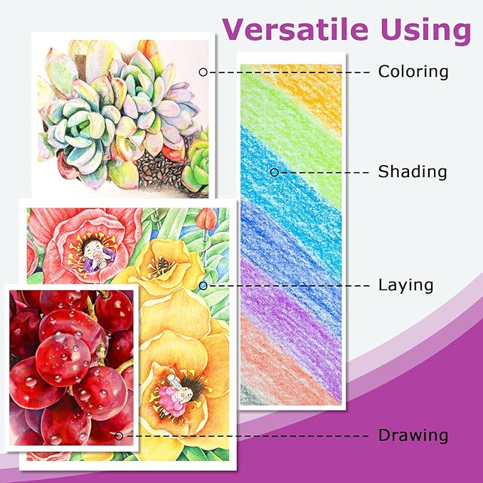 72 Colored Pencils for Adult Coloring Books, Professional Coloring Pencils Set, Art Supplies for Drawing, Sketching, Gifts for Teens-DeskLoop Office