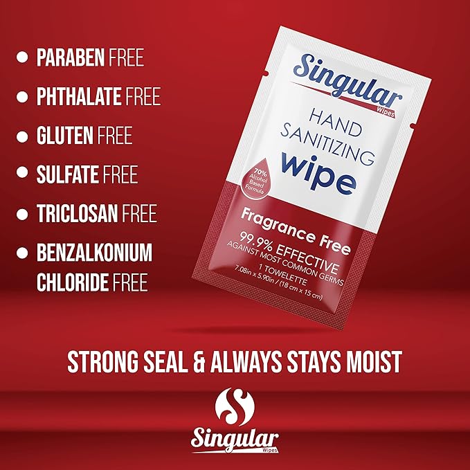 Hand Sanitizing Wipes Travel Size by Singular Wipes –100ct Individually Wrapped | Fragrance-Free, Moisturizing, 70% Isopropyl Alcohol Wipes | Travel, Home, Office, Daily Use | Made in USA-DeskLoop Office