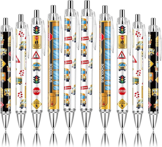 10 PCS School Bus Pens Bulk, Back To School Supplies Pens Teachers Pen with 1mm Black Ink Replaceable Ballpoint Pen Refill for Men Women Office Supplies (Bus Driver)-DeskLoop Office