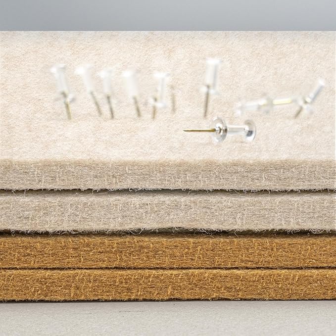 Large Bulletin Board - 48 x 48 Inches, Decorative Felt Pin Board for Wall - 4' x 4' Foldable Photo Display Board with Self-Adhesive Tape, Includes 20 Push Pins - Oatmeal