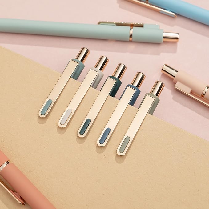 Linbsunne Gel Pens Black Ink Pens for Office 0.5mm Fine Point Pen Smooth Writing Retractable (Metal gold clip-10 pcs)-DeskLoop Office