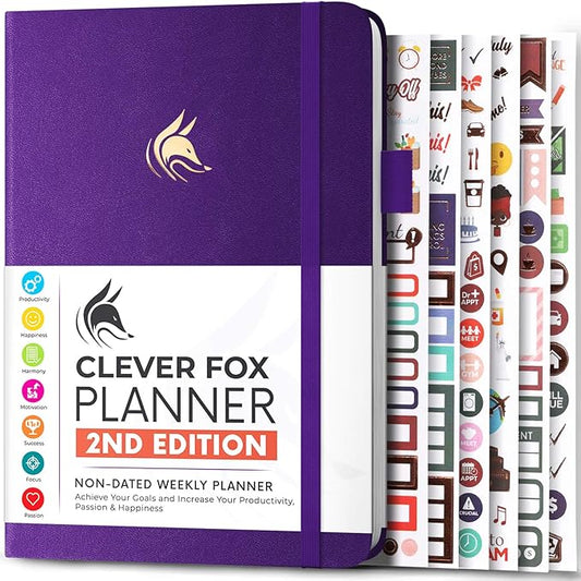 Clever Fox Planner 2nd Edition – Colorful Weekly & Monthly Goal Planner, Time Management & Productivity Organizer, Undated, A5 (Purple)-DeskLoop Office