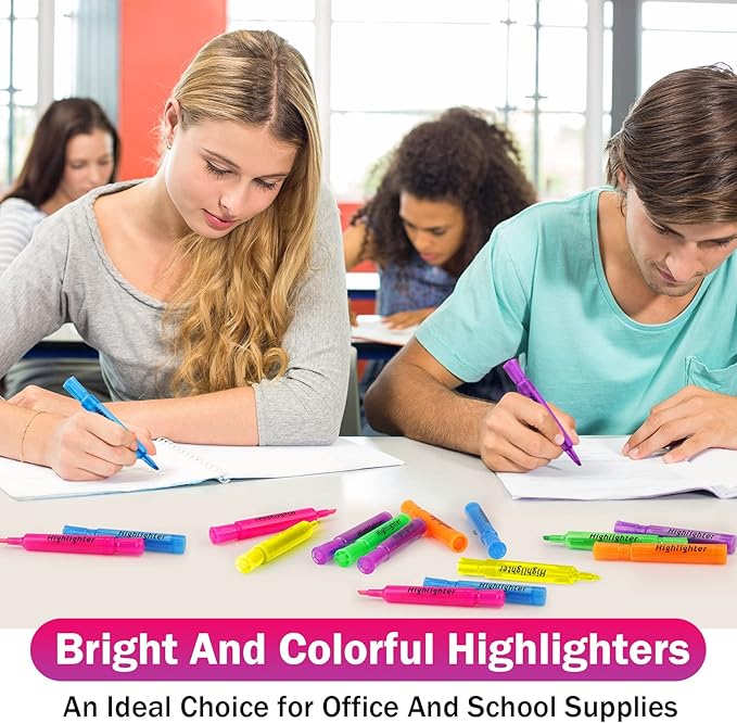 Teling 120 Pcs Highlighters Bulk Chisel Tip Tank Style Highlighters for School Classroom Assorted Color Fluorescent Pens for Office Shop-DeskLoop Office