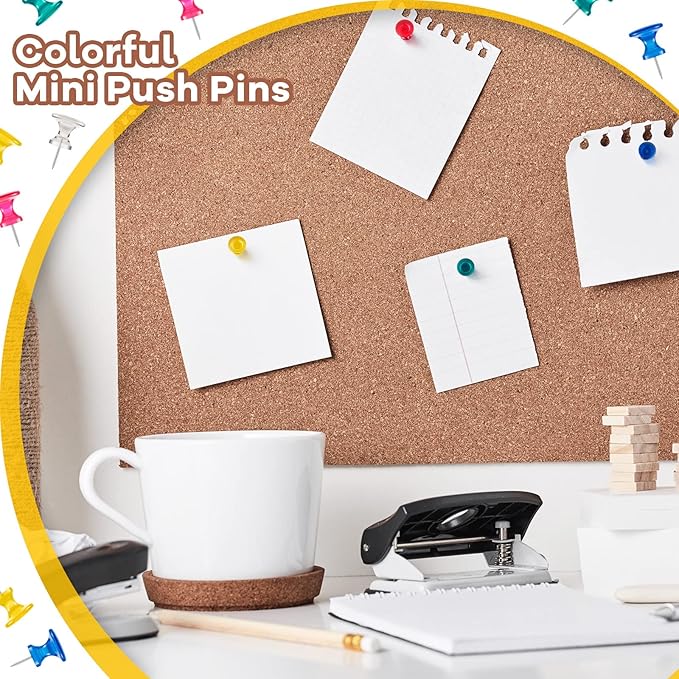 Outus 100 Pcs Giant Push Pins Large Thumb Tacks Plastic Heads 1 Inch Jumbo Push Pins for Cork Board Map Posters Office School(Rose Red, Clear, Dark Blue, Dark Green, Yolk Yellow)-DeskLoop Office