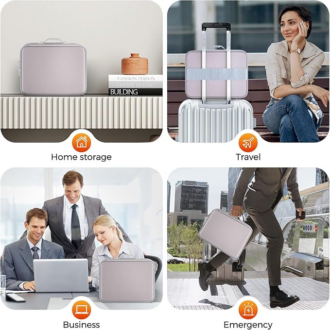 Nacial 5200℉ Fireproof Document Box with Lock, Expandable Document Organizer, Heat Insulated Fireproof Waterproof Box for File Storage, Portable Sturdy Handle for Important Documents Home Travel-DeskLoop Office