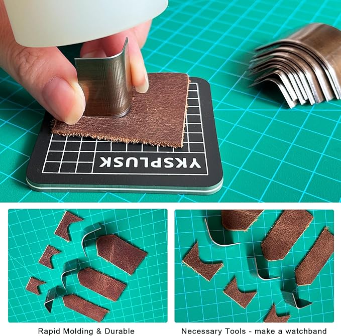 10 Pieces Leather Corner Punch Set, Leather Corner Cutter End Punch Tool, High Carbon Steel Edge Cutter Corner Trimmers with Mat, Cutting Dies Edge Trimmers Kit for DIY Leathecrafts-DeskLoop Office