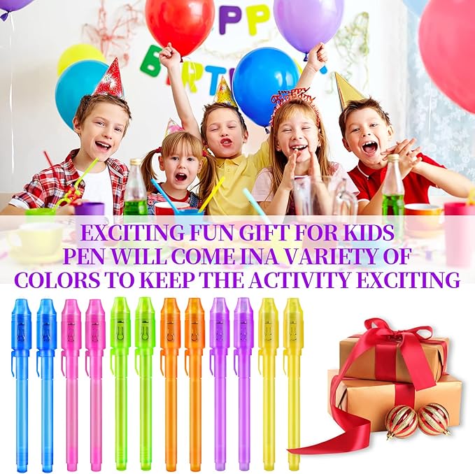 30 Pieces Invisible Ink Pen with UV Light Spy Pen Magic Marker for Kids Secret Message Pens Party Favors Ideas Gifts Easter Day Halloween