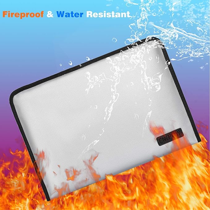 ENGPOW Expanding File Folder Important Document Organizer Fireproof and Waterproof Document Bag with A4 Size 13 Pockets Zipper Closure Non-Itchy Silicone Coated Portable Filing Wallet Pouch(Silver)-DeskLoop Office