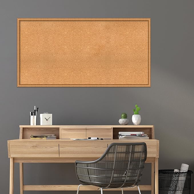 Amanti Art Natural Cork Board for Wall, 30x58 Vision Board with Bronze Frame, Oversize Corkboard Office Decor for Home Organization, Casual Corkboard Pinboard to Display Items for Home Organization-DeskLoop Office