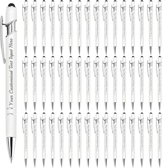 Personalized Ballpoint Pen 48pcs, Custom Pens Free Engraved Bulk with Name Logo, Soft Black Ink Stylus with Touch Metal Office, Gift for Anniversaries, Graduations, Birthdays-DeskLoop Office