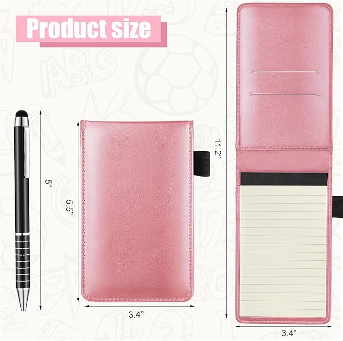 Outus 10 Pcs Pocket Notebook with Pen Set Included Mini Pocket Notepad Holder with 50 Lined Sheets, Metal Pen, 8 Pcs 3 x 5 Inch Memo Book Refills, 30 Lined Paper Per Note Pad (Pink)-DeskLoop Office