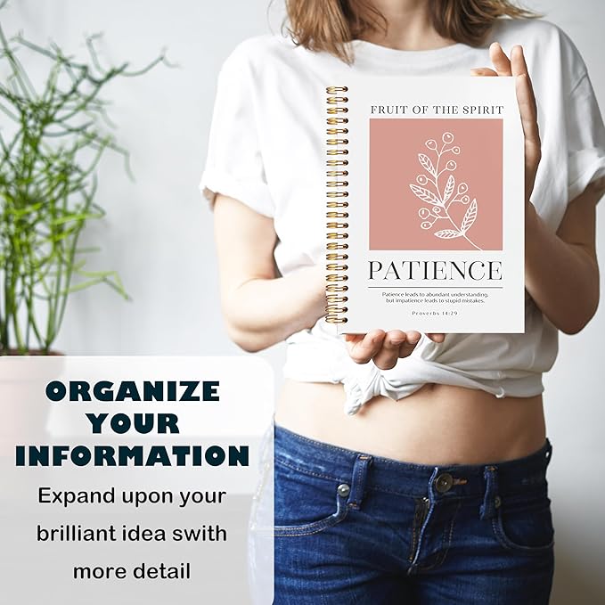 BearCake Fruit of the Spirit Patience Christian Notebook Journal, Christian Gifts for Women, Bible Notebooks for Note Taking, Bible Journaling Notebook, Hardcover Spiral Notebook 5.5x8.3-DeskLoop Office