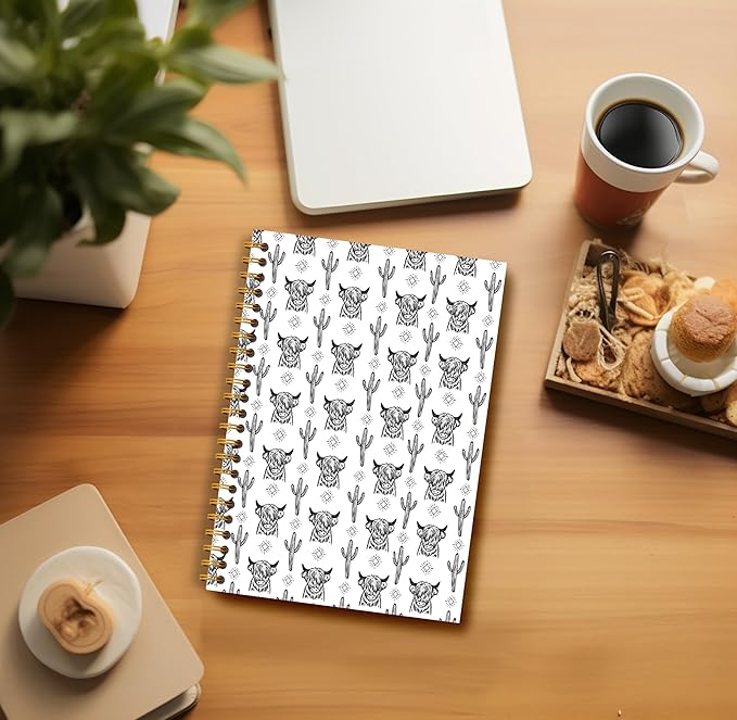 Western Cow Journal Notebook Spiral - Cow Spiral Journal Notebook, Western School Office Supplies, Cow Office Supplies with 164 Pages, Funny Office Gifts, 5.5×8.3-DeskLoop Office