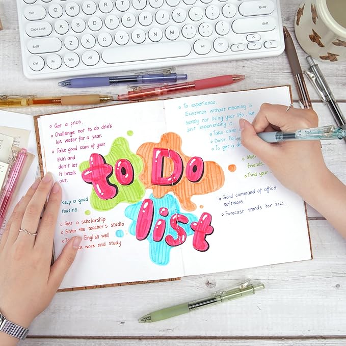 WRITECH Retractable Gel Pens Quick Dry Ink Pens 0.5mm Bullet Multicolor For Journaling, Drawing, Doodling, and Notetaking (Multicolor)-DeskLoop Office