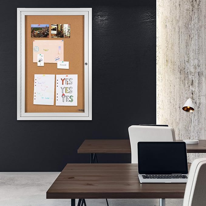 INNOVART Enclosed Bulletin Board 36”x24”, Lockable Cork Noticeboard - Image 9
