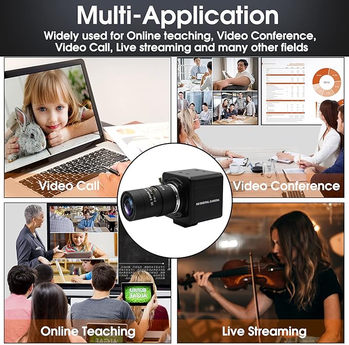 SVPRO 1080P Webcam with Zoom Lens, 5-50mm 10X Optical Zoom,Manual Focus,H.264, Low Light PC Camera with IMX323 Sensor USB Comptuer Camera for Streaming,Video Conference,Studio Recording-DeskLoop Office