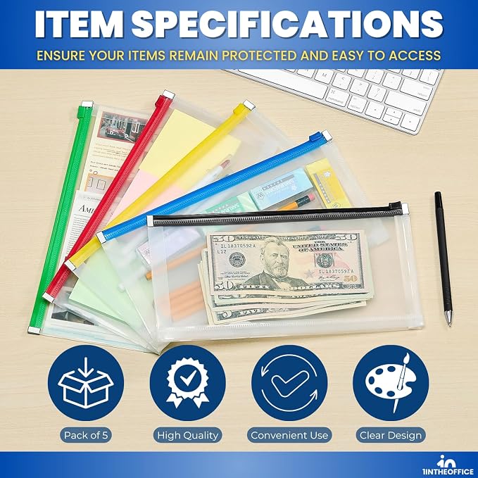 1InTheOffice Plastic Filing Envelopes - Image 6