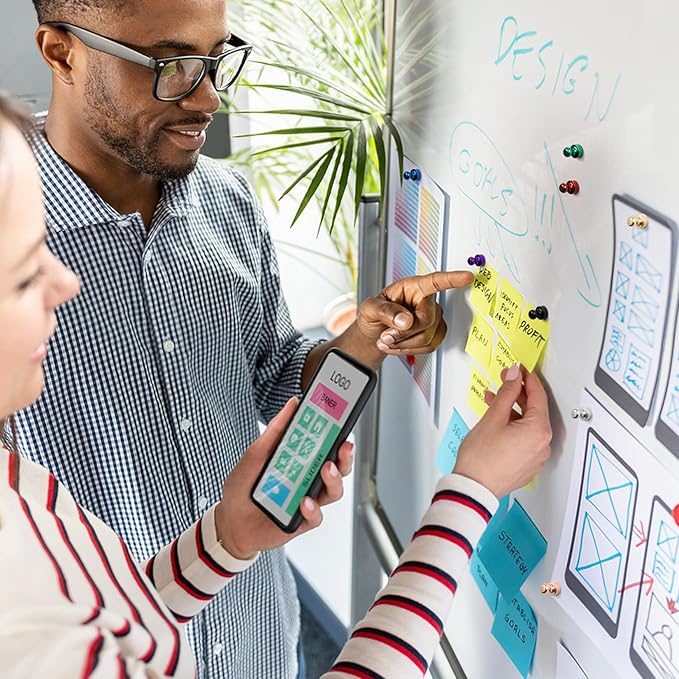 Strong Whiteboard Magnets, Small Magnetic Push Pins for Refrigerator, Circle Blue Metal Neodymium Magnet for Office, Kitchen, Crafts, Bulletin Board, Locker Accessories, Shopping List-DeskLoop Office