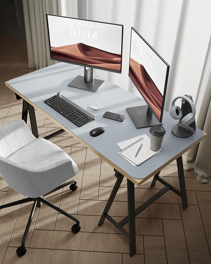 YSAGi Leather Desk Protector, Office Mat, Large Mouse Mat, Non-Slip PU Leather Blotter, Laptop Desk, Waterproof Writing Pad for Office and Home (Light Grey, 47.2" x 23.6")-DeskLoop Office