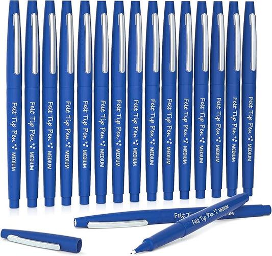 Lelix Felt Tip Pens, 15 Blue Pack, 0.7mm Medium Point, Felt Tip Markers Pens for Journaling, Writing, Note Taking, Planner, Perfect for School Office and Art Supplies-DeskLoop Office