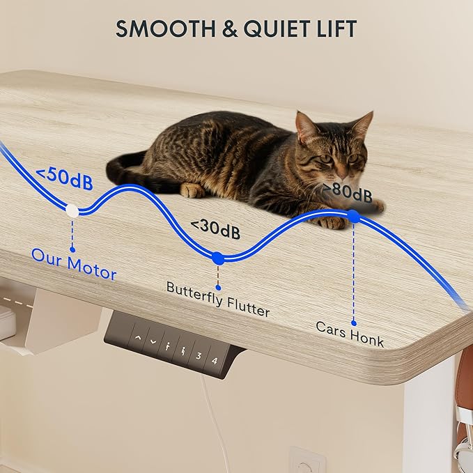 FLEXISPOT EN2 Whole-Piece Standing Desk with Clamp Power Strip, 40 x 24 Electric Stand Up Height Adjustable Desk with Cable Management (White Frame + 40" White Wood Grain Desktop)-DeskLoop Office