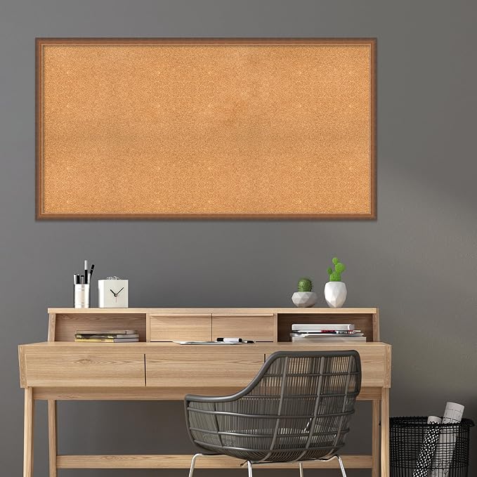 Amanti Art Natural Cork Board for Wall, 32x60 Vision Board with Bronze Frame, Oversize Corkboard Office Decor for Home Organization, Modern Corkboard Pinboard to Display Items for Home Organization-DeskLoop Office