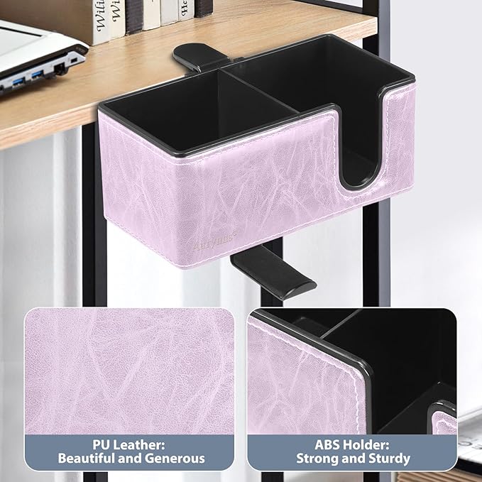 Desk Cup Holder Clip on Pen Holder Headphone Hanger Headset Stand Rotatable Clamp Hook Under Desk (Violet)-DeskLoop Office