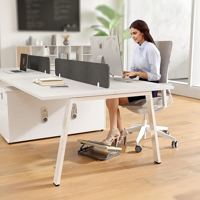 Foot Rest for Under Desk at Work, Ergonomic Wooden Desk Foot Rest with 7 Adjustable Angles, Anti-Slip Footrest Comfortable Foot Stools for Office Leg Rest, No Assembly-DeskLoop Office