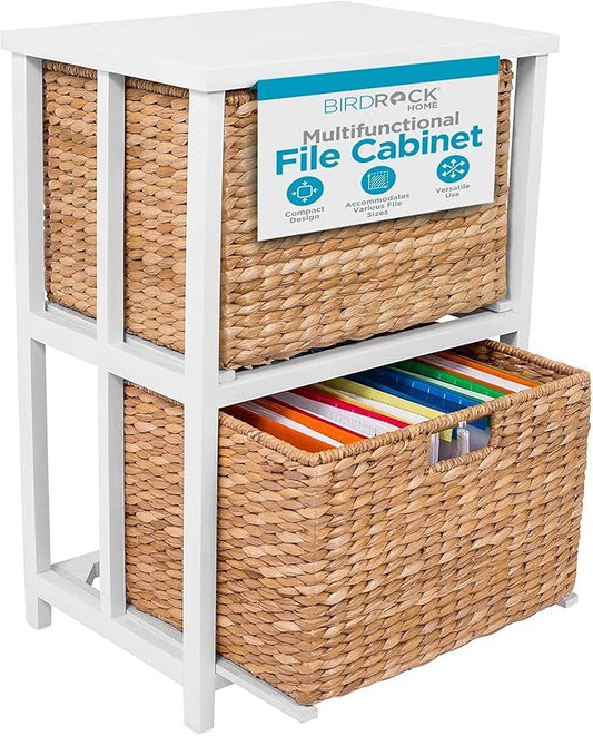 BirdRock Home Havana 2 Tiered file cubby with wood top (Natural)-DeskLoop Office