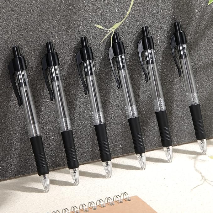 Fainne 200 Pack Retractable Ballpoint Pen 1.0 mm Medium Point Refillable Smooth Click Writing Pens With Grip for Work Journal Writing Office School Supplies(Black Ink)-DeskLoop Office