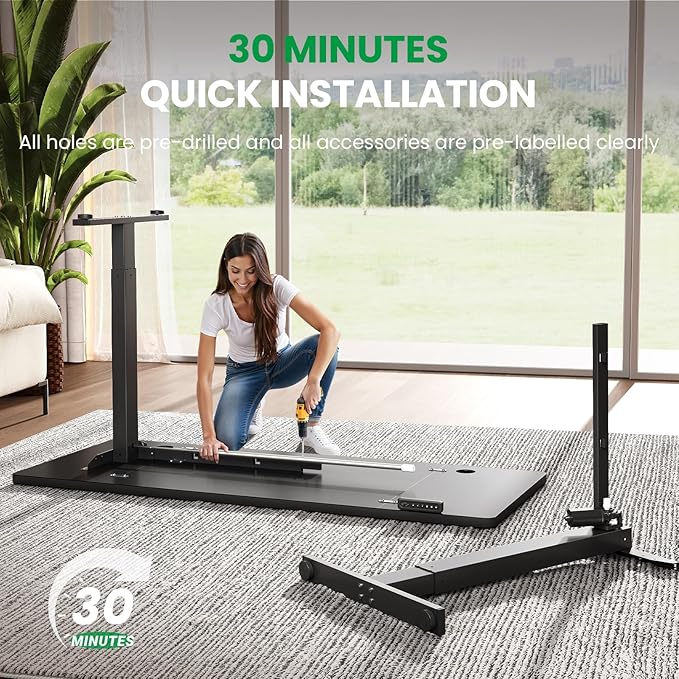 SIAGO Electric Standing Desk Adjustable - 55 x 24 Inch Sit Stand up Desk with Cable Management - 3 Memory Preset Adjustable Height Table-DeskLoop Office