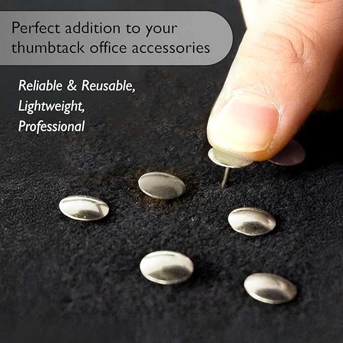 BAZIC Push Pins, Nickel Silver Flat Head Steel Point Thumb Tacks Pin for Cork Bulletin Board Map Posters Picture Office School (200/pack), 1-Pack…-DeskLoop Office