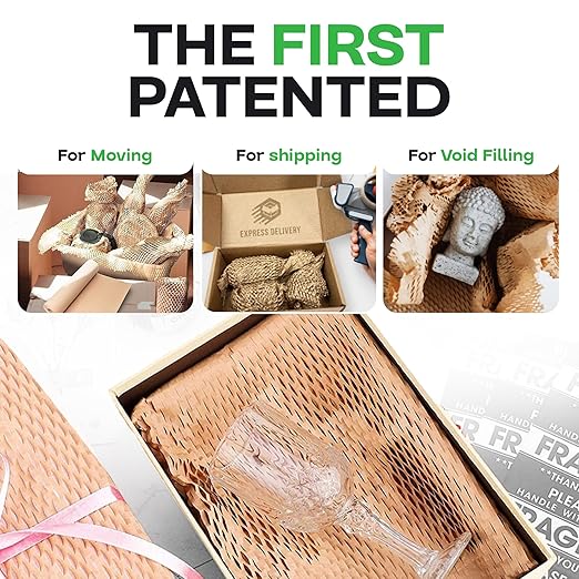 IDL Packaging 15.25" x 300' Refill Roll (Pack of 2) for MP-300N HexcelWrap Honeycomb Packing Paper Station, Brown - Natural Kraft Paper with Interlocking Slit Design for Shipping and Moving-DeskLoop Office