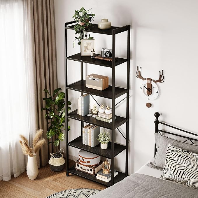 Casaottima Book Shelf, 6 Tier Tall Bookshelf, Modern Wood Bookcase Shelves - Image 8