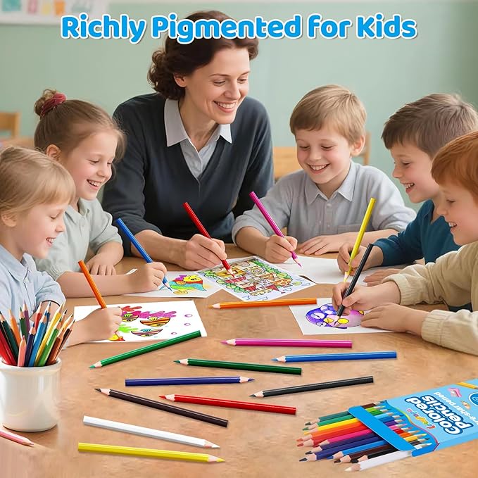 144 Count Colored Pencils for Kids, 12 Pack Colored Pencils in 12 Colors, Pre-sharpened Color Pencils Bulk, Coloring Pencil Bulk for Teachers Supplies, Back to School Classroom Prizes Gifts-DeskLoop Office