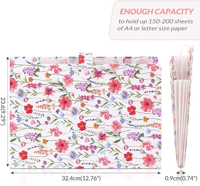 SKYDUE Accordion File Organizer, Floral Expanding File Folders - Image 8