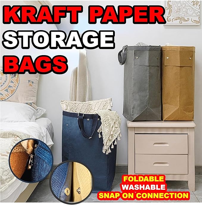 Kitchen Recycling Bin, Large Washable Paper Bags - Sturdy, Foldable, Space-Saving - Multipurpose Trash Can for Kitchen, Garden, and Indoor Use, 4 Colors, 4 Packs/Set-DeskLoop Office