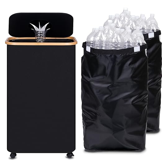 efluky Recycle Bins for Kitchen 100L (26 Gallon), Recycling Bin with Wheels and 2 Removeable and Reusable Inner Bags, Kitchen Recycling bin with lid for Bottle Can Plastice Stickers, Black-DeskLoop Office