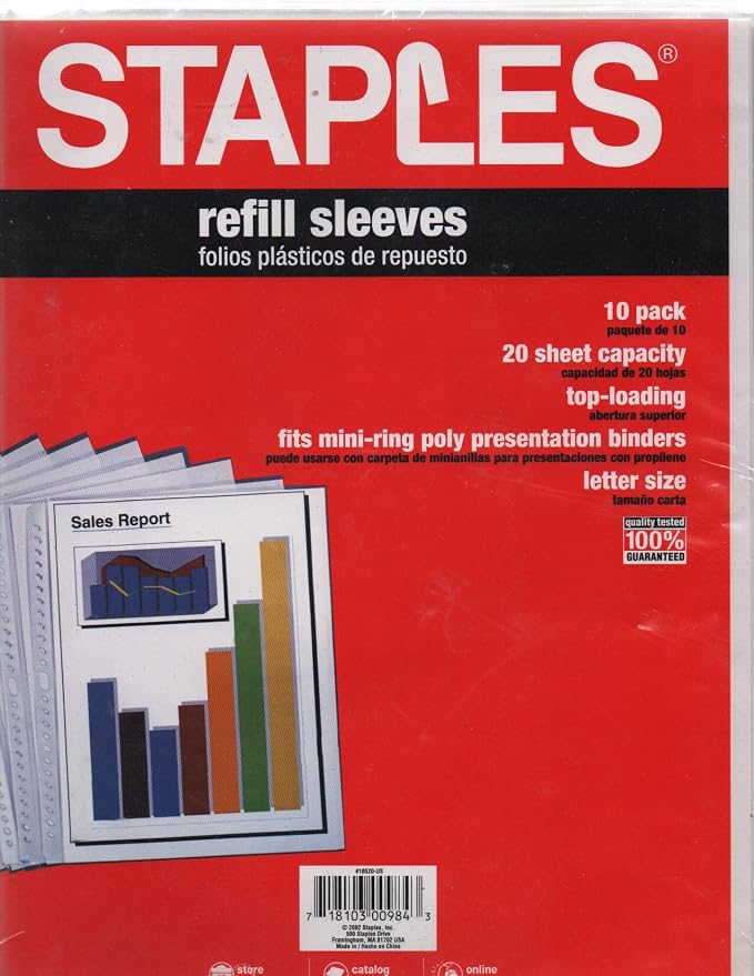 Staples Refill sleevesfor 24 hole mini ring binders 0 pack plastic top loading - Image 2