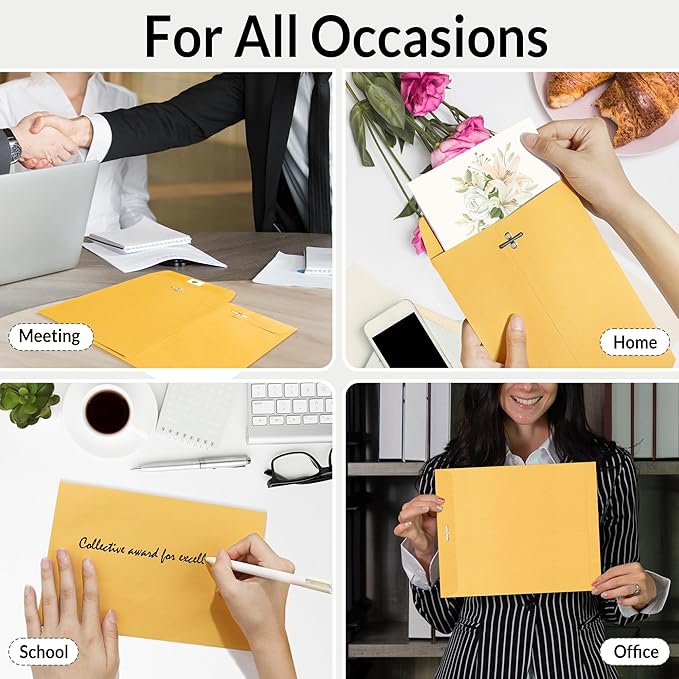 SUNEE 10x13 Clasp Envelopes 100 Count - 10x13 Inch Brown Kraft Envelopes with Clasp Closure – for Home, Office, Business, Legal or School, Great for Filing, Storing or Mailing Documents-DeskLoop Office